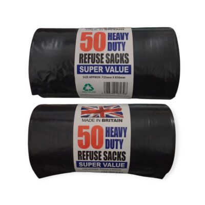 100 Heavy Duty Bin Bags (2 x 50) - 725mm x 850mm Set