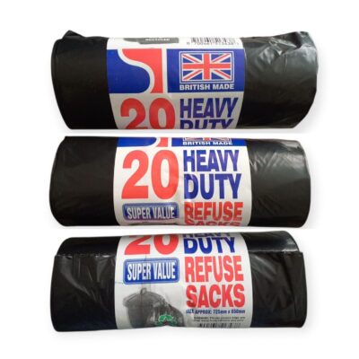 60 Heavy Duty Bin Bags 3 x 20 - 725mm x 850mm Set