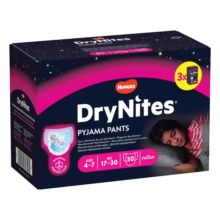 Huggies DryNites Bedwetting Pyjama Nappy Pants for Boys/Girls Aged 4-7 (17-30kg), 32 pants - Image 2