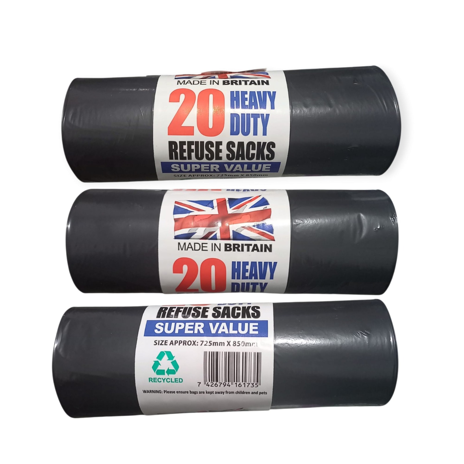 60 (3 x 20 bins) HEAVY DUTY BIN BAGS
