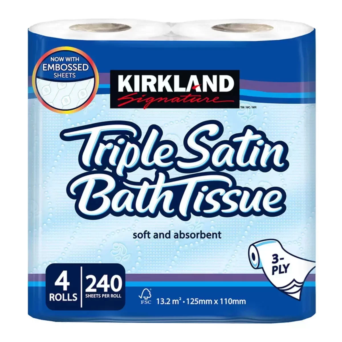 40 Toilet Rolls 3 Ply Triple Satin Tissue 240 Sheets Per Roll