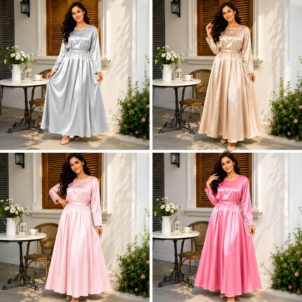 Women’s Satin Maxi Modest Dress